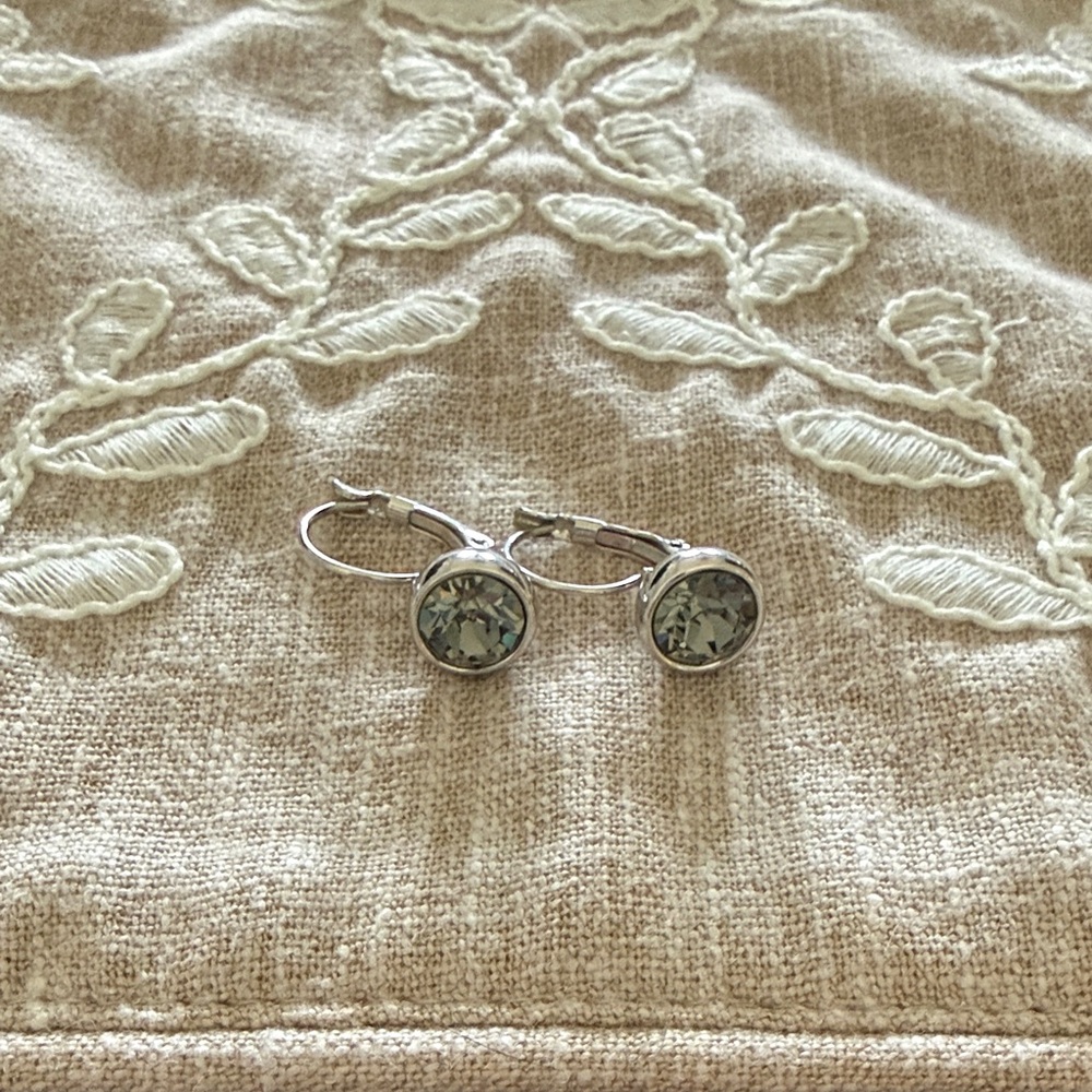 Touchstone Crystal Silver-Tone Earrings with Light Gray Crystal